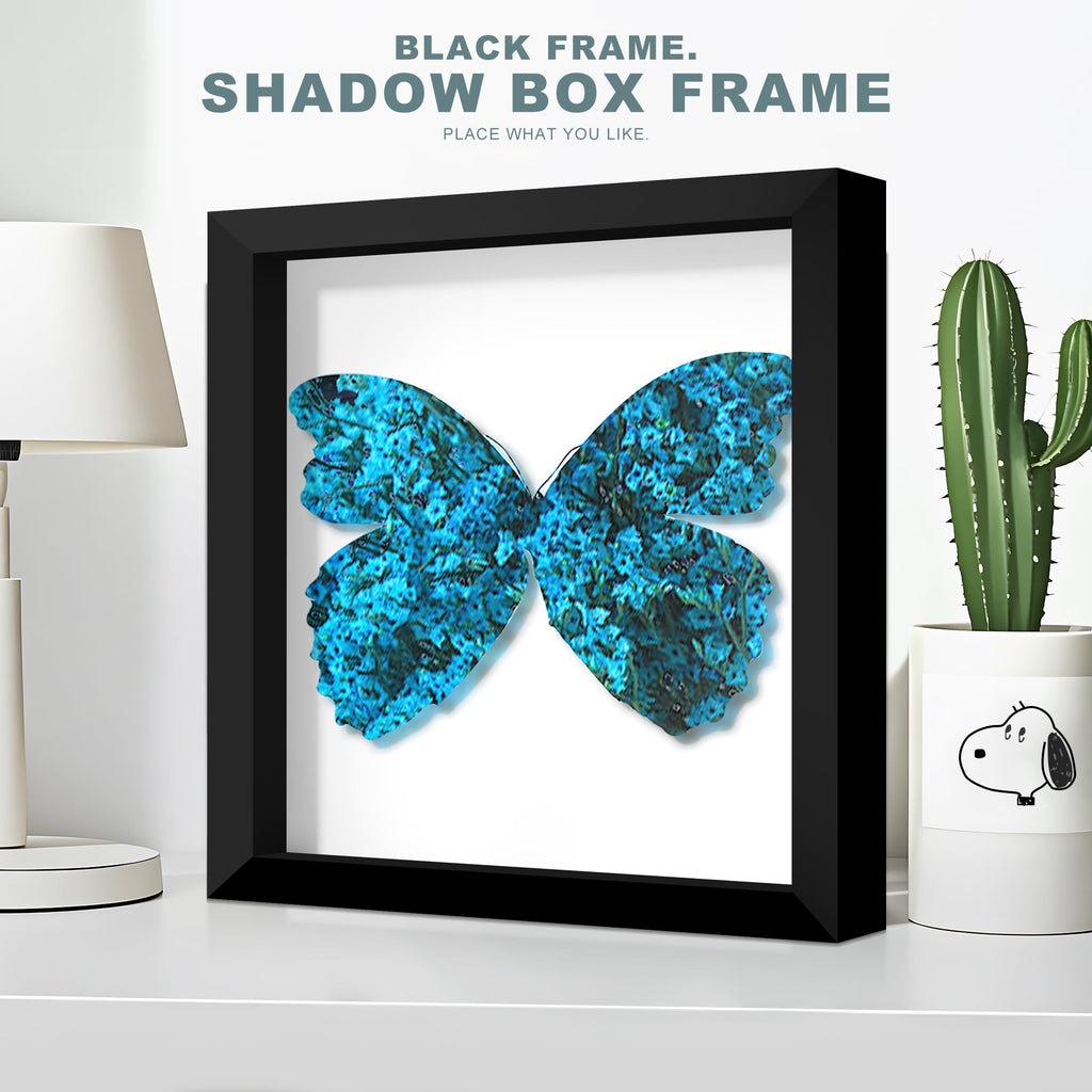 12x12 Black Wooden Shadow Box Frame, 1.2" Deep, Tempered Glass