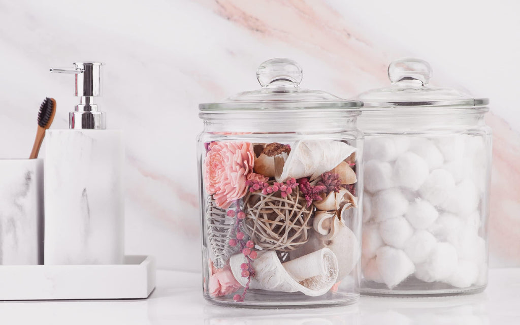 Glass Storage Containers with Lids, 1/2 Gallon, Set of 2, Glass Kitchen Jars, Food & Cookie Storage Containers for