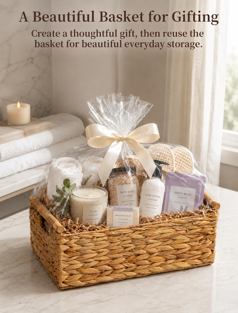 Wicker Basket, Large Basket for Gift Baskets Empty, 15.4x11x6.3in