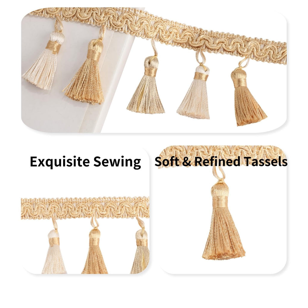 2.35 Inch Tassel Fringe Decorative Trim, Mix Gold - 5 Yard