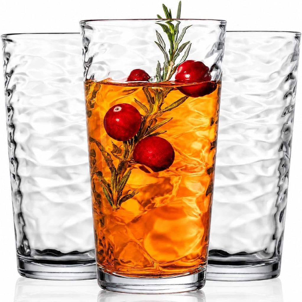 Drinking Glasses Set of 10 Highball Glass Cups, 17 Oz Cooler Glassware. Home and Bar Everyday Basic Drinkware Elegant