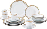 Catherine 24 Piece Porcelain Dinnerware Set, Gold