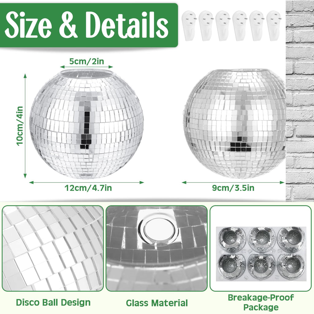 2 Pcs Disco Ball Planter 4.7 Inch Mirror Disco Ball Wall, Silver