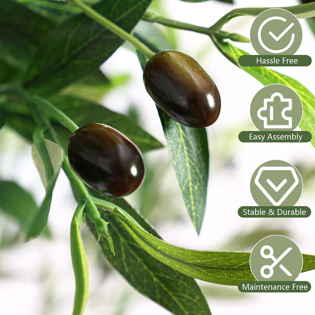 7ft Faux Olive Tree with Lifelike Fruits and Realistic Leaves