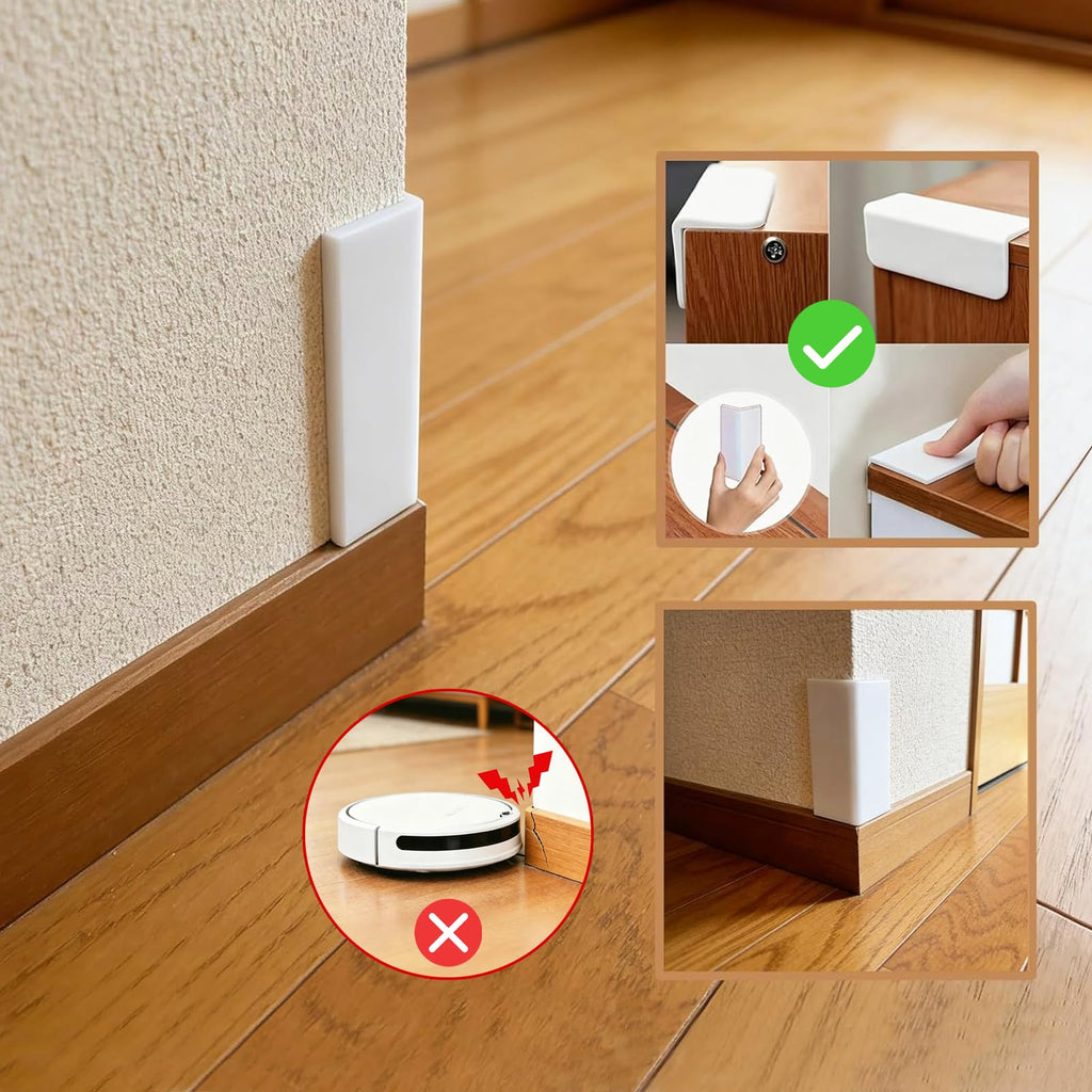 White Baseboard Corners Blocks Self Adhesive, Thickened Rubber Safety Corner Protectors Cushion, Soft Edge Furniture