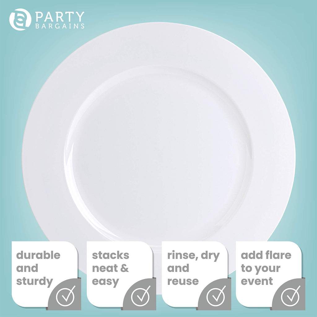 13-Inch Charger Plates - 16 Pack, White, Heavy-Duty Disposable Chargers for Elegant Dining - Ideal for Weddings and