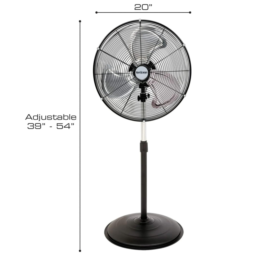 Pro High-Velocity Oscillating Metal Stand Fan, 3 Speeds, 20in