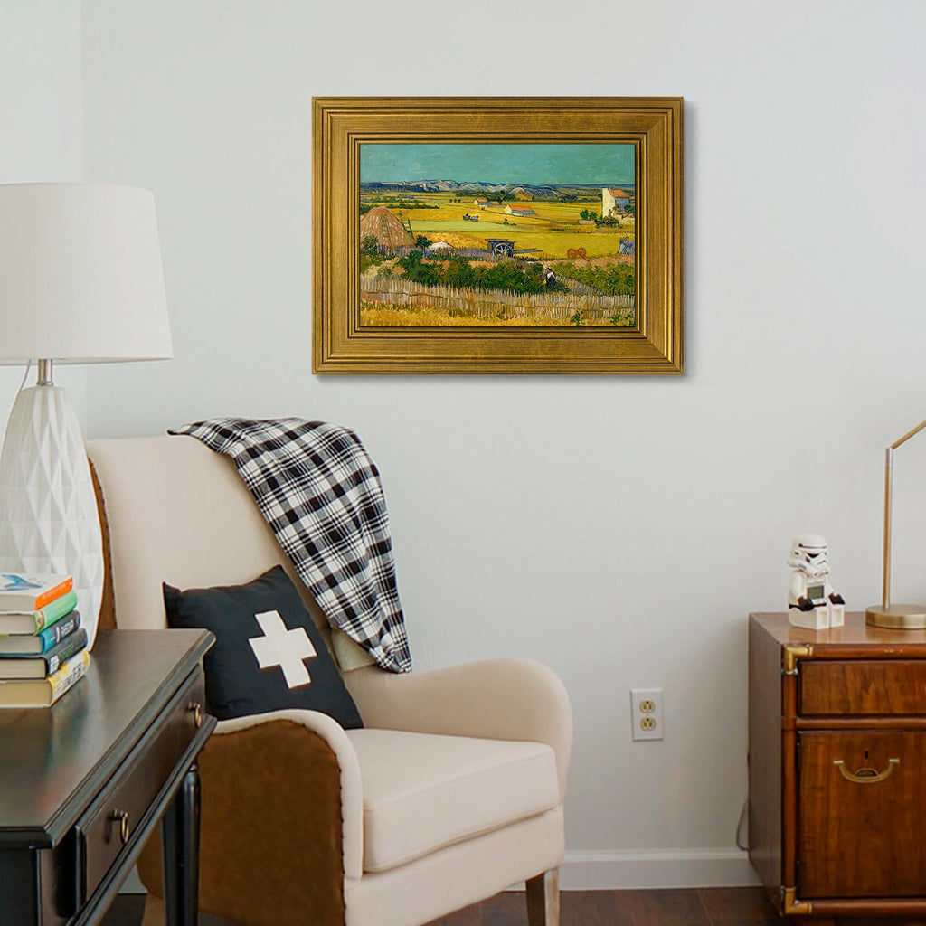 Retro Gold Framed Wall Art, 12"x16" Artwork, Oil Paintings Print Wall Decor Bedroom Office Decoration - Canvas Print