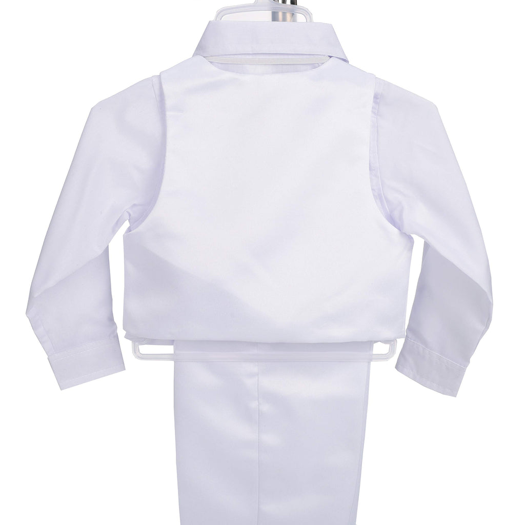 Baby Boy Satin Baptism Clothes Christening Outfit with Bonnet 5 Pieces Set Formal White Suit Months Style D