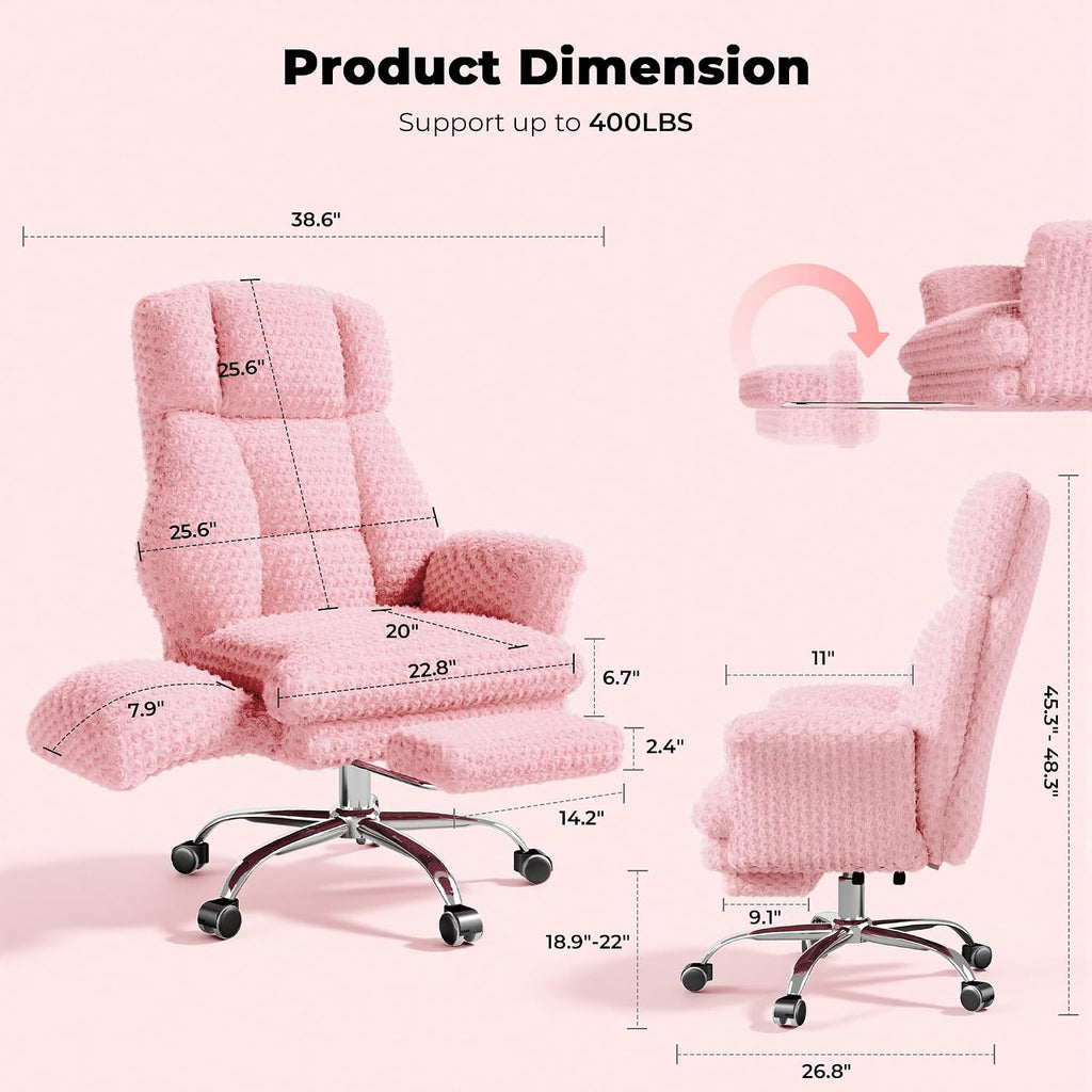 Big and Tall Office Chair with Foot Rest & Flip Armrests | Executive Ergonomic Computer Gaming Chair, for Pets &