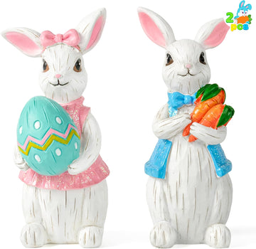 Easter Bunny Decor, Easter Indoor Decorations for Table, Spring Decor, Rabbit, Egg Figuring and Office - Set of 2