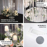 Efavormart 33" Tall - 7 Arms Clear Crystal Cluster Round Candelabra, Pillar Candle Holders with Mirror Base - Perfect