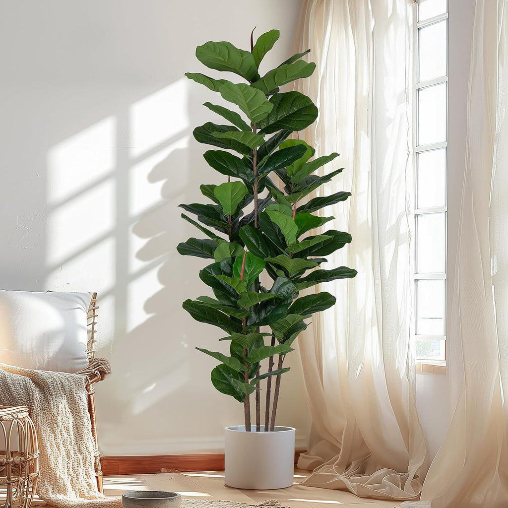 2 Pack Fiddle Leaf Fig Tree - Artificial Ficus Tree with Tall Artificial Plants Large 69 Fiddle Leaves -Fake Trees