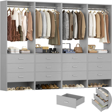 Closet System Closet Organizer, 7.2FT Closets, Set of 4, Grey