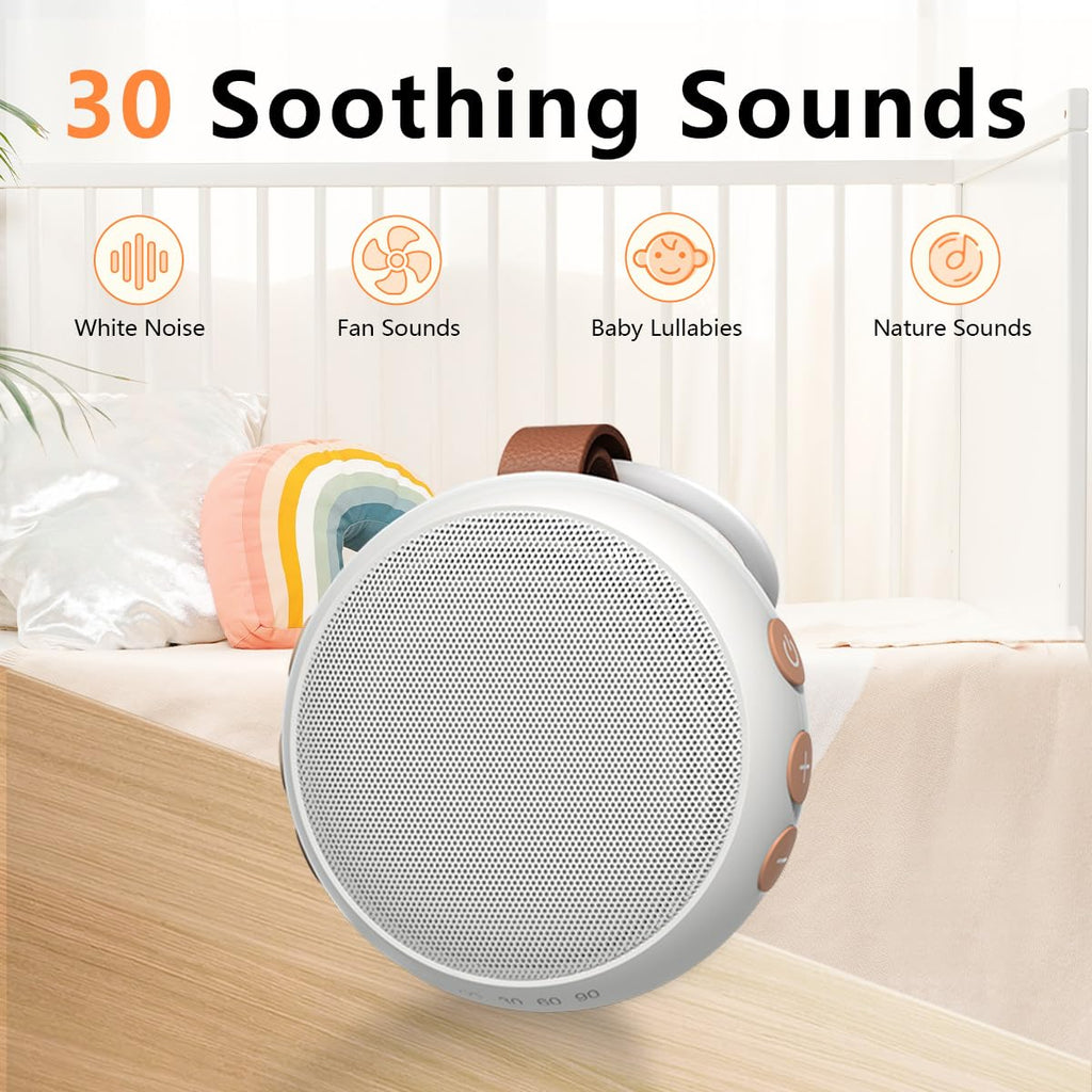 Portable Sound Machine Baby White Noise Machine Travel Noise Machine with 30 Sounds for Newborn Kids Adults Battery Sleep