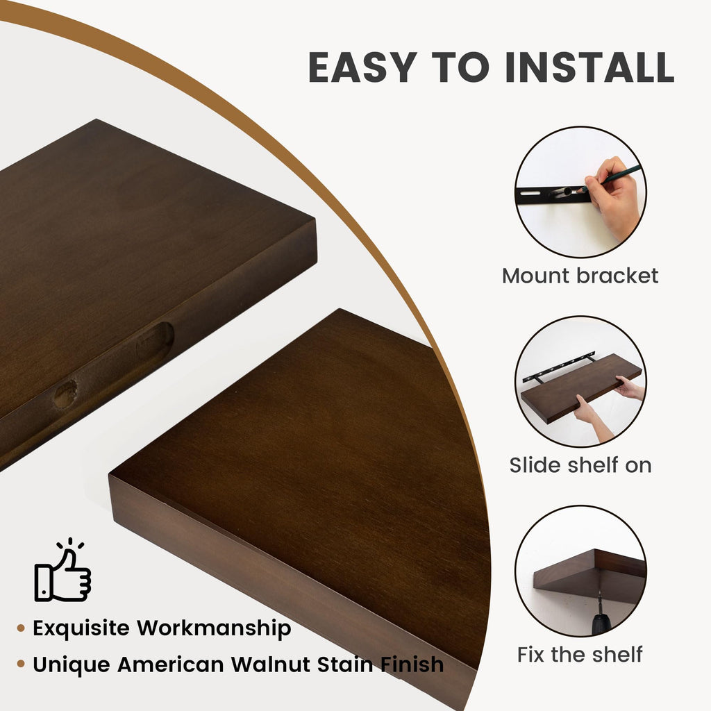 Farmhouse Floating Shelves - 8 Inch Deep Rustic Wood Wall Shelf - Premium Solid Pine Wood Storage Shelf Living Room