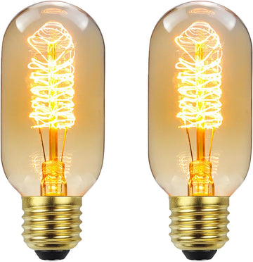 T45 Vintage Antique Edison Light Bulbs 40 Watt T14 Incandescent Light Bulbs 120 Volts E26 Base Dimmable Decorative