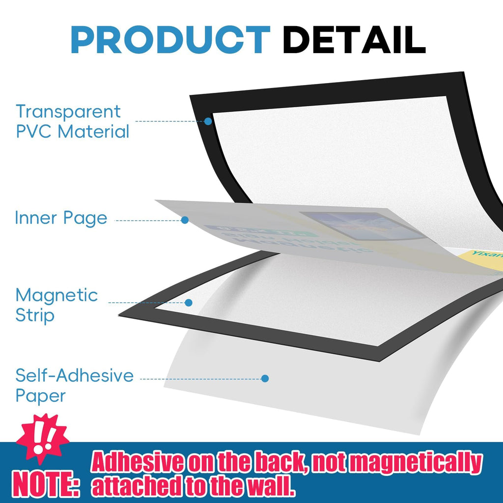 50 Pack Magnetic Sign Holder 8.5 x 11, Magnetic Paper Holder