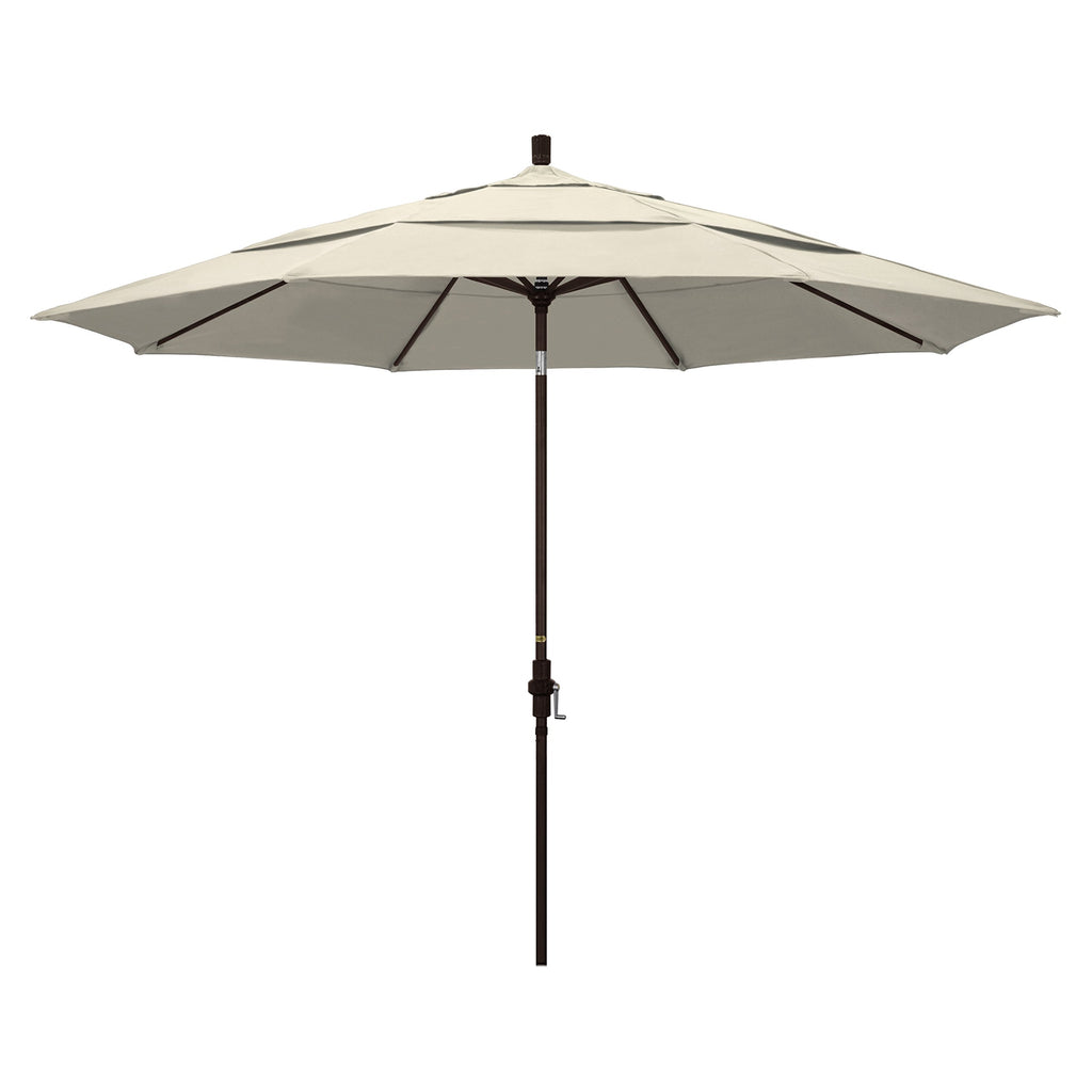 Umbrella 11' Round Aluminum Market Umbrella, Crank Lift, Collar Tilt, Antique Beige