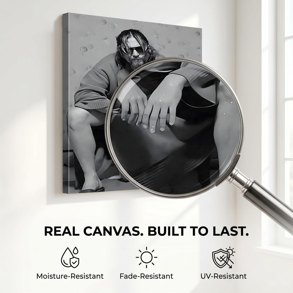 Iconic Framed Canvas Wall Art Bathroom Decor The Big Lebowski The Dude Sitting Movie Poster Prints Noir Toilet