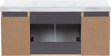 Spring Mill Cabinets Innes 48 Inch Floating Bathroom Vanity with White Single Sink Top, 2-Door Cabinet