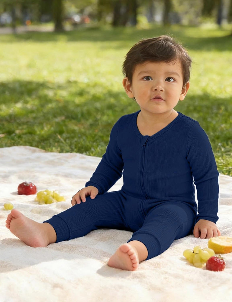 Soft Rayon Baby Boy Girl Pajama Romper Ribbed Footless Sleeper PJS