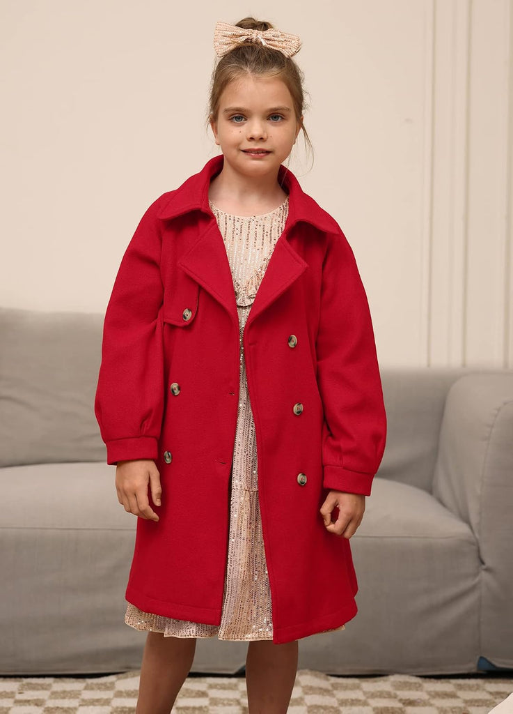 Girls Dress Coat Long Trench Belted Winter Coats