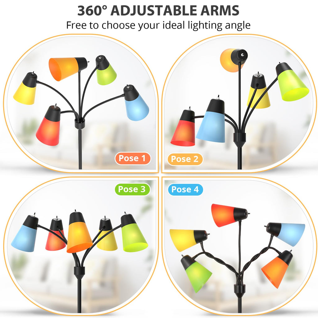 LED Floor Lamp, Medusa Adjustable Multi Head Modern Tall Standing Light