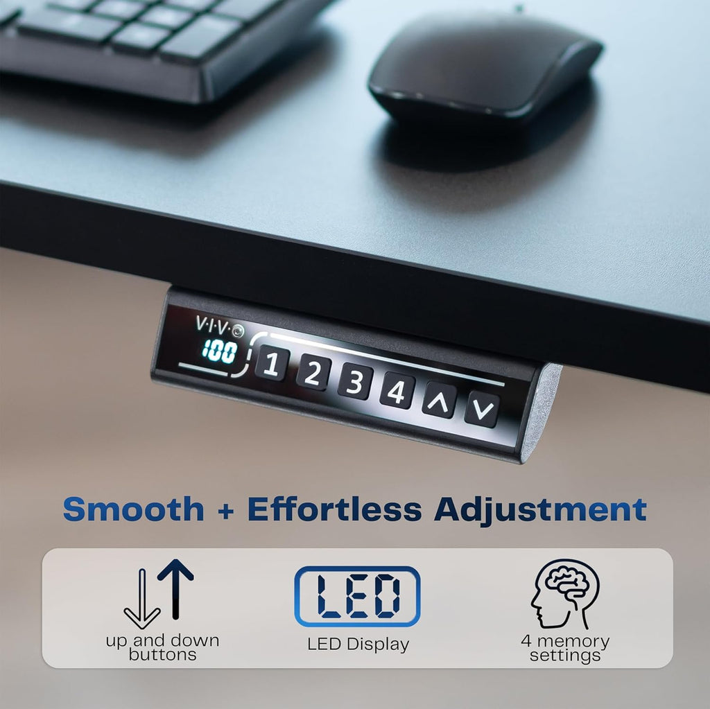 Black 60 x 24 in Standing Desk, DESK-KIT-1B6B | Electric, Holds 220 lbs, Sit Stand, Height Adjustable, Solid