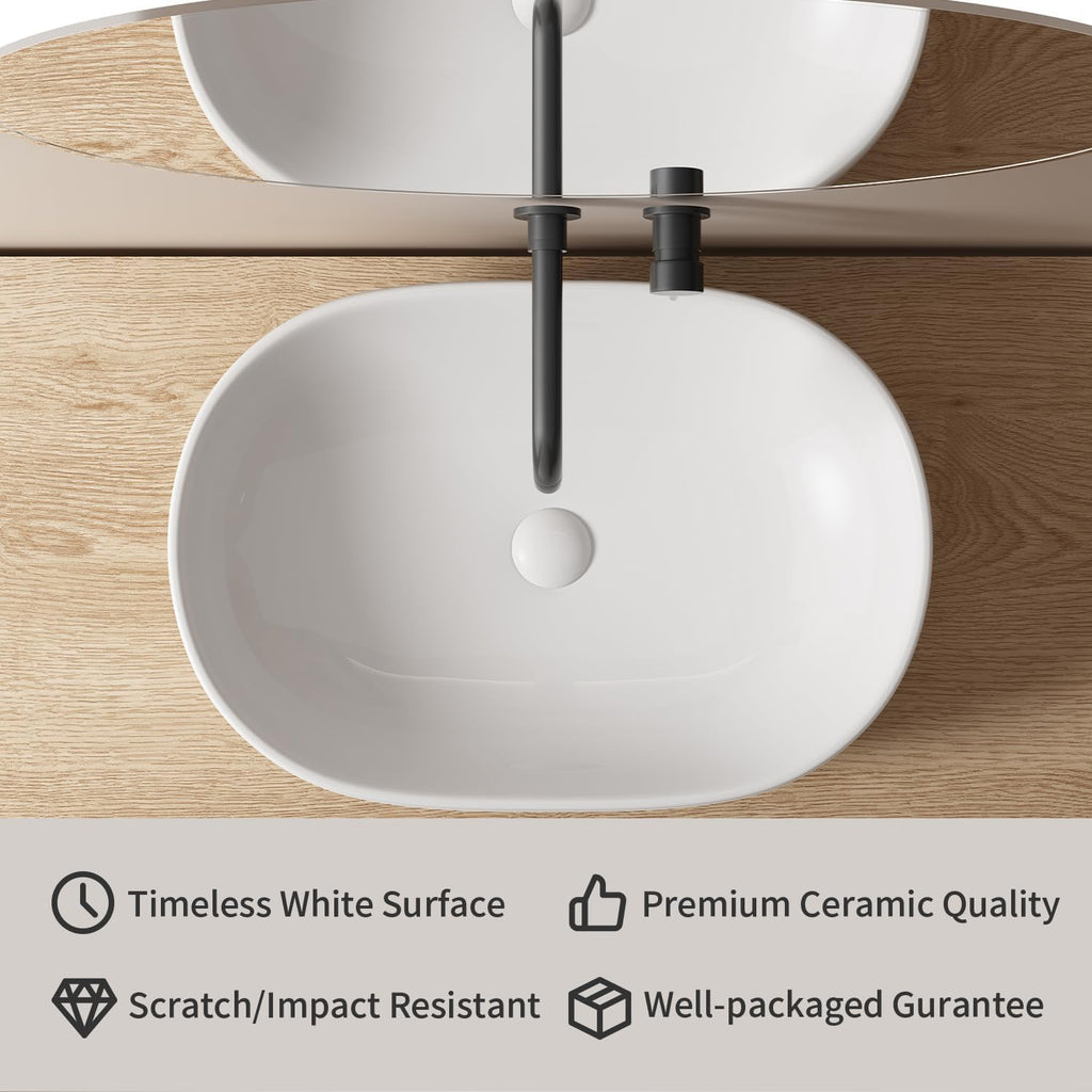 Large Bathroom Vessel Sinks, OCEALAGOON 24 x 16 Oval Bathroom Sink Bowls Above Counter