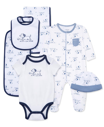 Me Baby Boys & Girls 6-Piece Layette Gift Set, Blue Puppy, Newborn