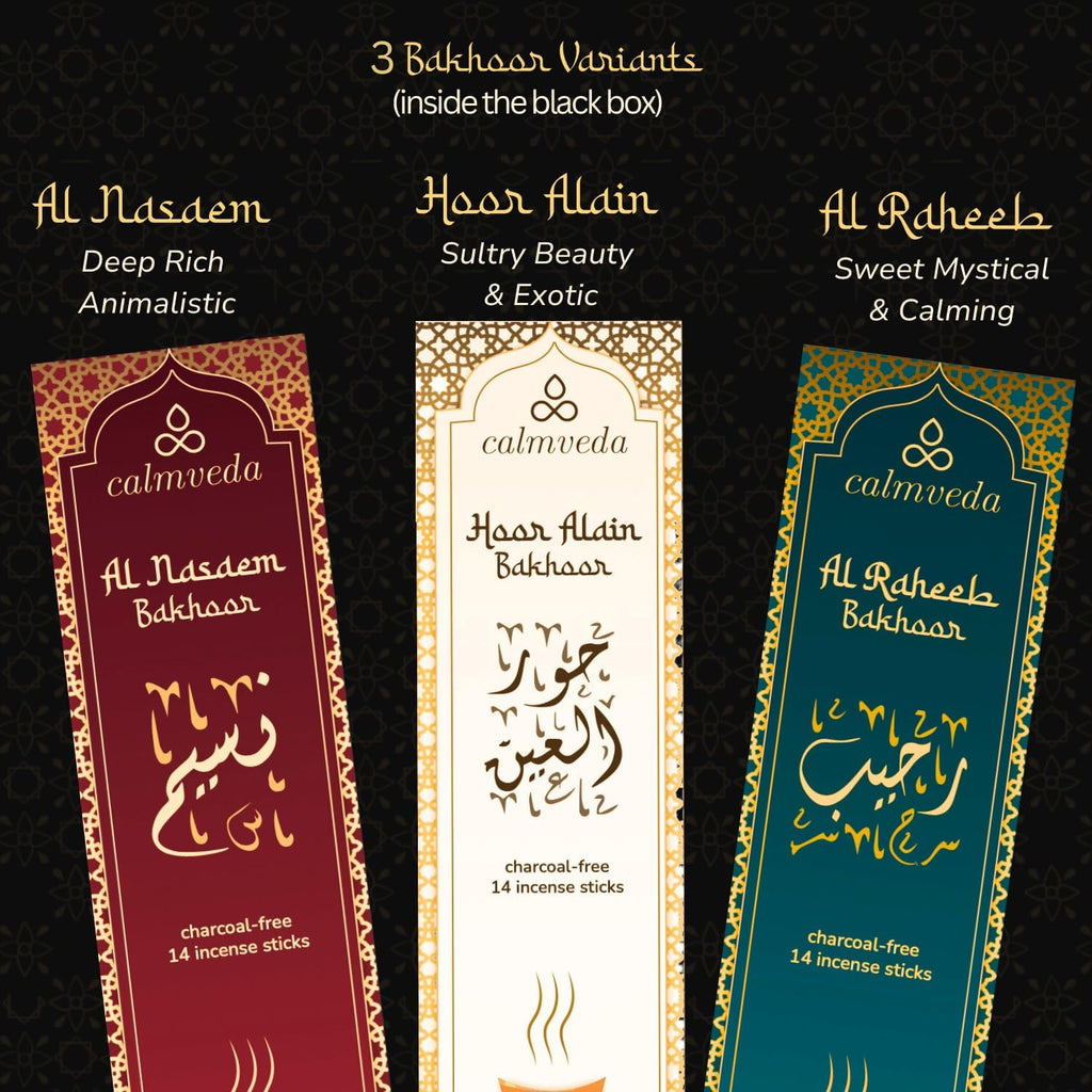 Arabian Oud Bakhoor Incense Sticks - بخور اماراتي (3 Variants, 40+ Incense) Deep Warm Arabic Incenses Like Al Nasaem - Set of 40