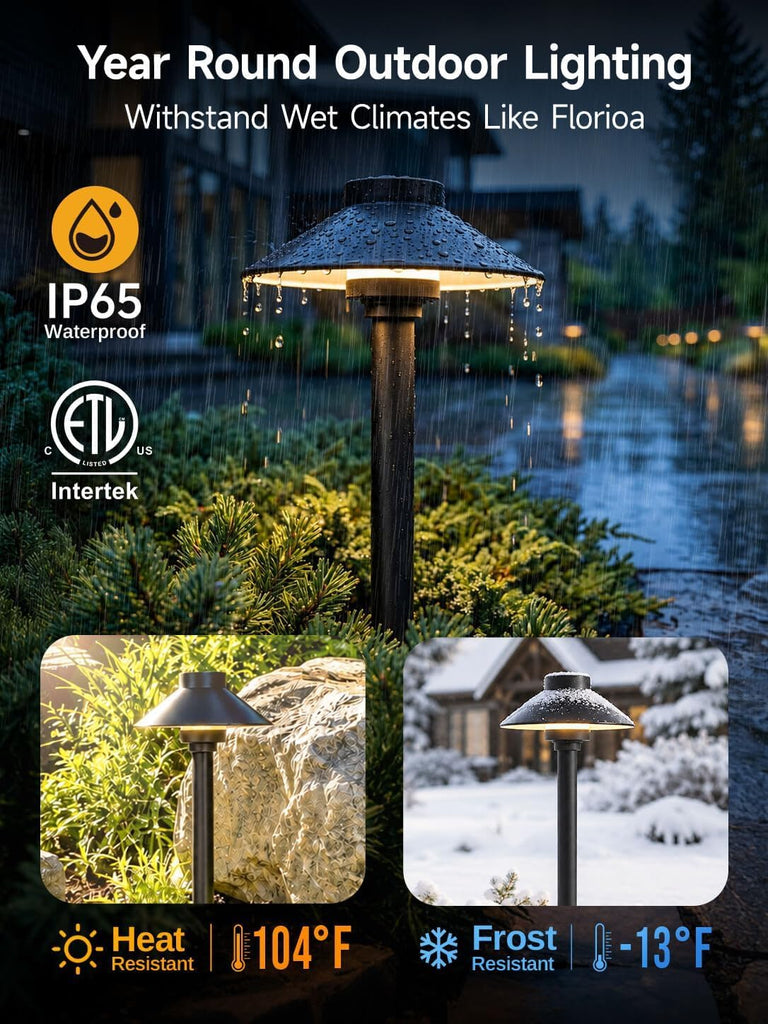 Solid Brass Low Voltage Hat-Top Path Light, Black, G4 2700K 12Pk
