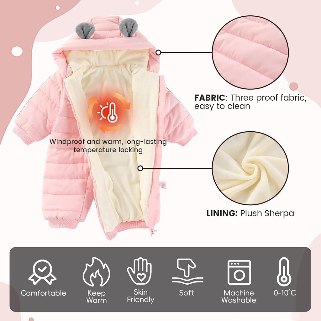 Infant Snowsuit Hooded Baby Winter Clothes Winter Coat Baby Bear Outfit