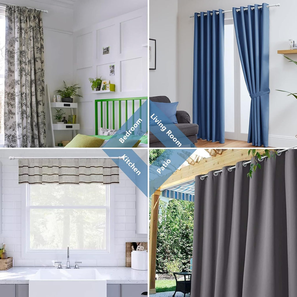 Decorative Curtain Rods for Windows - 1 Inch Heavy Duty Basic Curtain Rods,Adjustable Drapery Pole