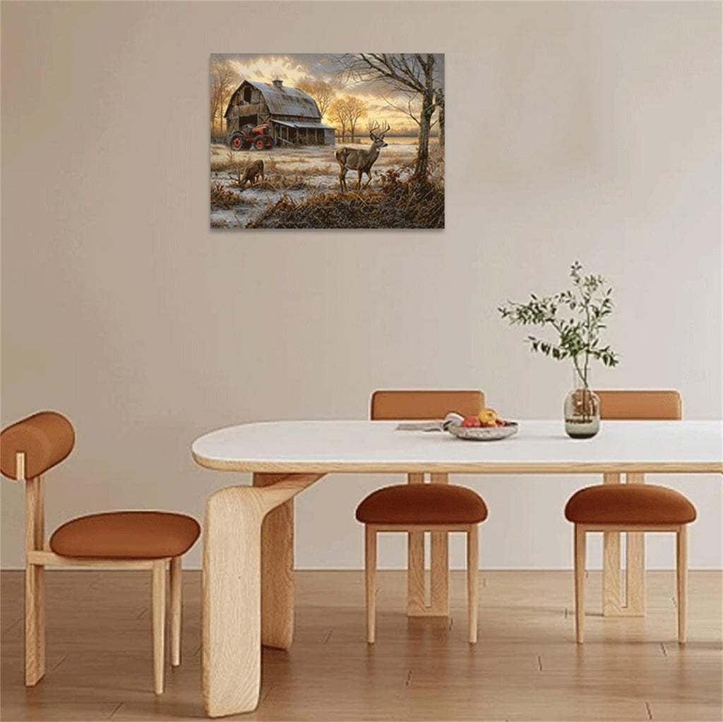 Deer Canvas Wall Art Farmhouse Elk Print Painting Framed ArtWork 20"x24"
