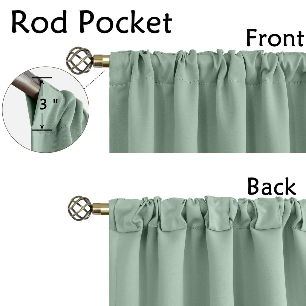 40 Inch Blackout Curtains Window, 2 Panels, Sage Green