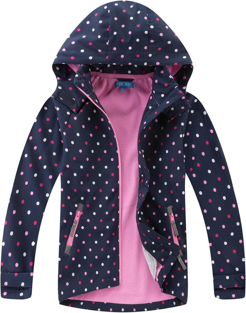 Kids Rain Jacket, Waterproof Lightweight Hooded Windbreaker for Boys Girls