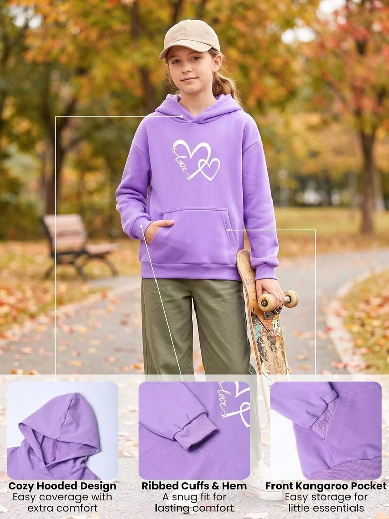 Girls Graphic Pullover Hoodie Long Sleeve Kids Sweatshirt