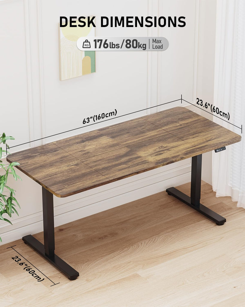 63" Large Electric Standing Desk Adjustable Height