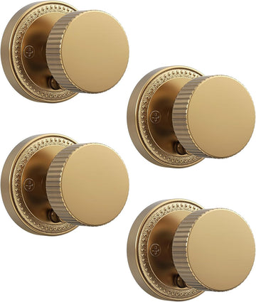 4 Pack Champagne Bronze Privacy Door Knobs with Lock, Door Handles with Champagne Bronze Door Knobs Interior , Heavy