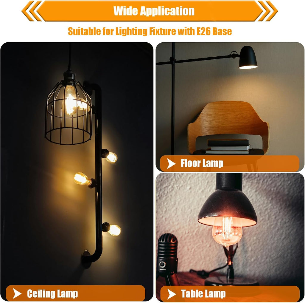 12 Pack Dimmable LED Edison Bulbs 40W Equivalent, 4W ST19, 3000K