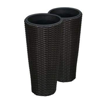 Noah Round Wicker Planter Tall Planter Decor Box for Adaptable Outdoor Furnishings All Weather Versatile Perfect
