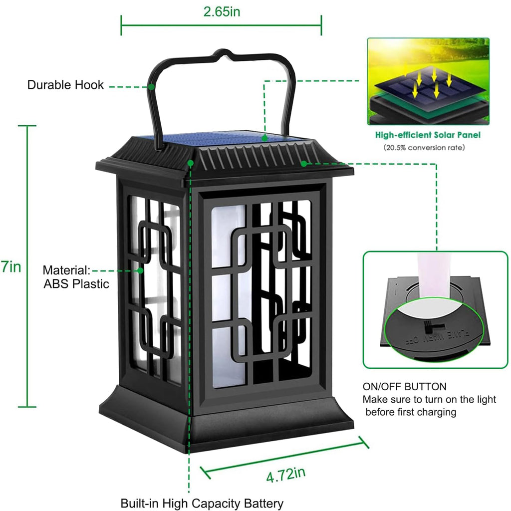 Solar Lantern Outdoor Flickering Flame Hanging Solar Lights