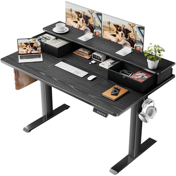 47x28 in Electric Standing Desk with Drawers, Adjustable Table, Black