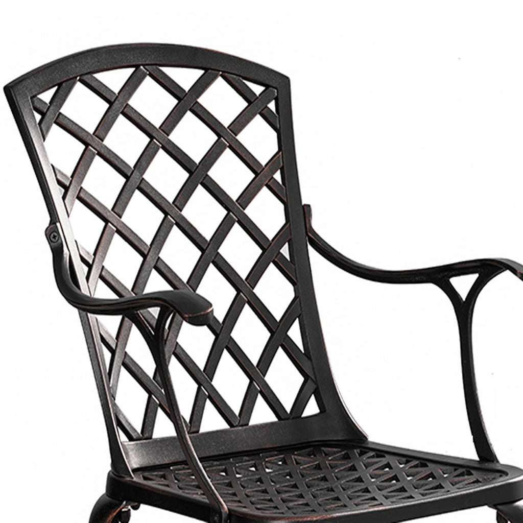 Patio Dining Chair Set 2, Aluminum Outdoor Bistro Chairs Bronze