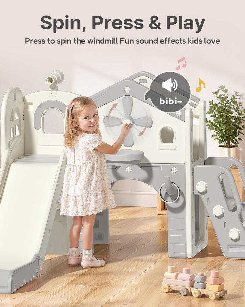 Toddler Slide Playset, in-1 Kids Slide for Toddlers 1-3, Gray