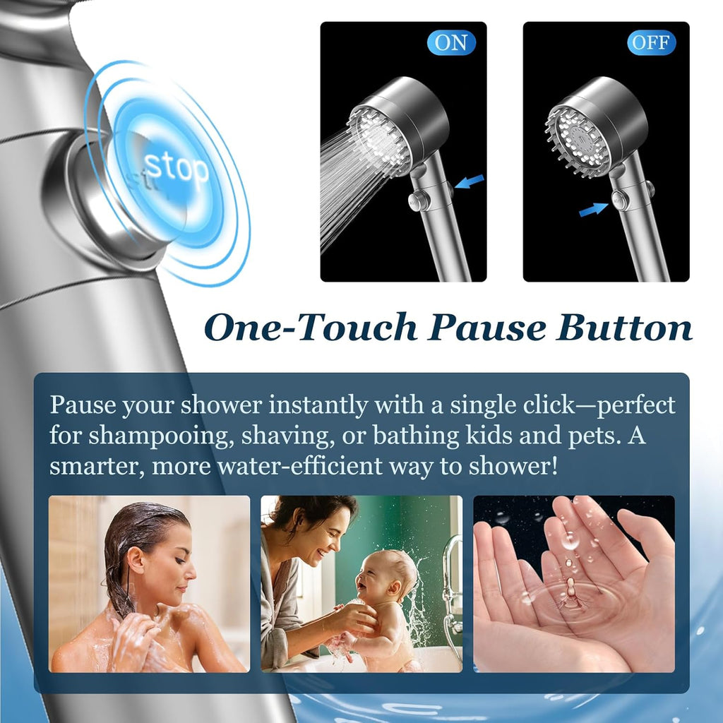 Filtered Shower Head with Handheld, High Pressure 4 Spray Showerhead with Filters & Upgraded Anti-clog Nozzles for