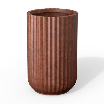 Large Round Column Rusty Concrete Planter 21.7" Tall, Outdoor