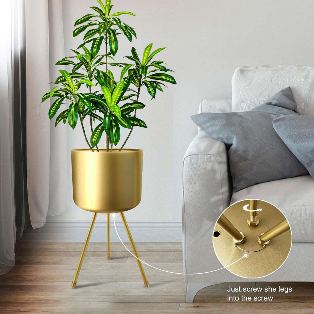 Mid-Century Metal Flowerpot with Stands, Stylish Modern Floor-Standing Flowerpot, Suitable for Orchid, Aloe Indoor